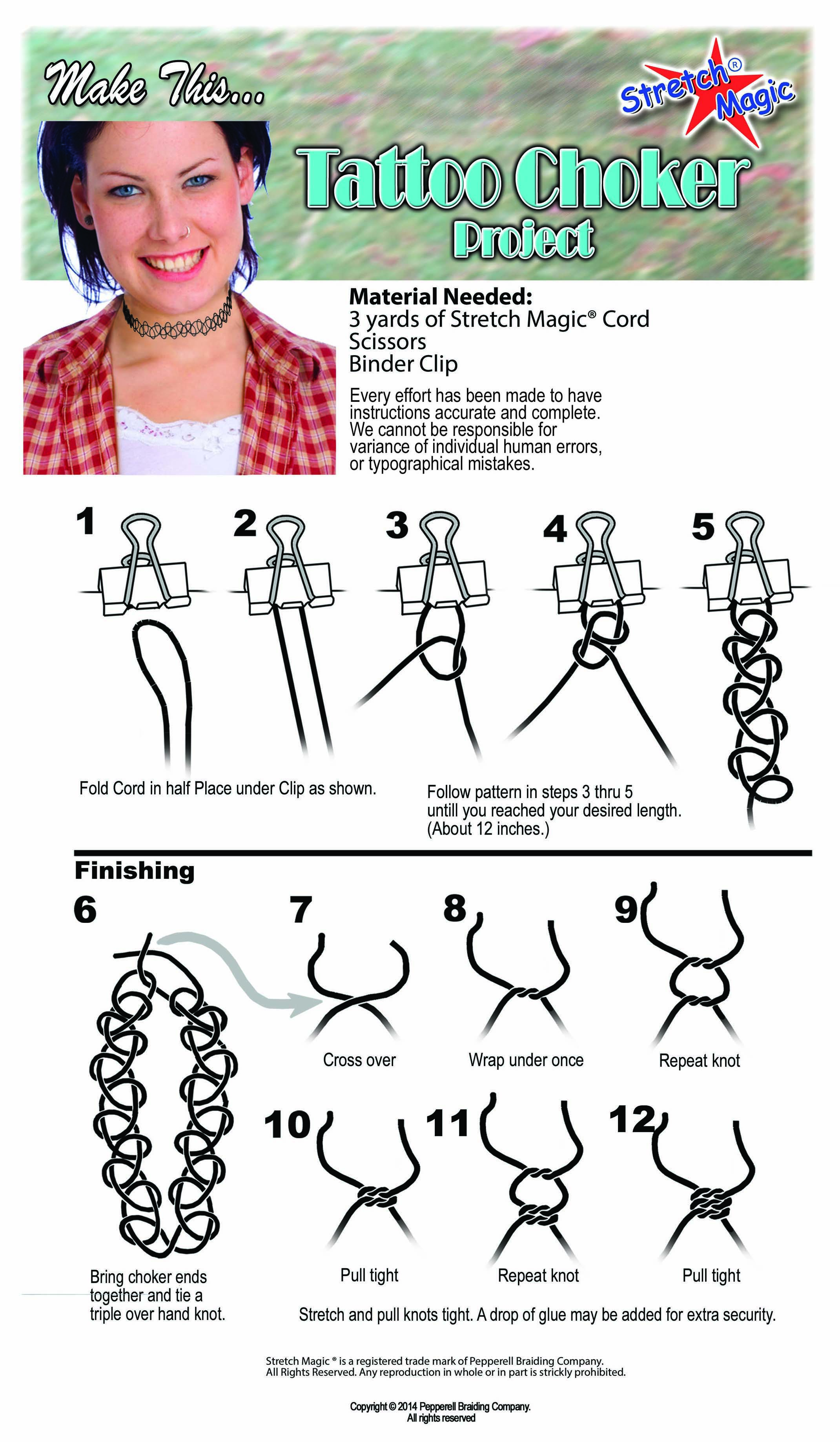 Stretch Magic 90's Retro Tattoo Choker & Bracelet Knot Tying Instructions