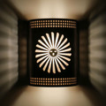 WL38 Southwestern Wall Sconce - Sunface Design-11 inch tall- Night View