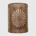 WL38 Southwestern Wall Sconce - Sunface Design-11 inch tall- Mottled Copper Finish- Silver Mica Liner