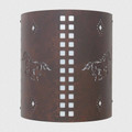 WL39 Tucson Southwestern Wall Sconces with Horse design in Red Rust finish with White liner - 11 inch tall model