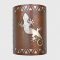 WL40 Taos Southwestern Wall Sconce with Gecko design in Mottled Copper finish with Silver Mica liner- 11 Inches Tall