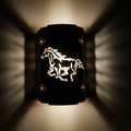 WL42 Santa Fe  Southwestern Wall Light with Horse (130) Design - night view