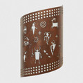 WL64 Chama Southwestern Twist Wall Sconce Petroglyph Design in Mottled Copper finish with White liner