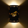 WL71 Kirtland Southwestern Wall Light with Horse 1 Design - Straight Edge- night view