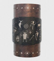 WL71 Kirtland Southwestern Wall Light with Petroglyphs design - Step Edge- Dark Bronze center tier and Antique Copper top and bottom tier finish with Silver Mica Liner center tier and Silver Mica top and bottom tiers - 15 inch tall Size