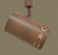 TH28 Western track lighting with Stars and Horseshoes design in nature brown with silver mica liner