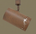 TH44 Southwestern track light with Gecko design in nature brown finish with amber mica liner