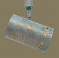 TH52 Southwestern Track Light with Diamond Trim design in Patina Copper finish with Amber Mica liner