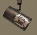 TH55 Southwestern Track Light with Petroglyph Ram design in Statuary Bronze with Silver Mica liner