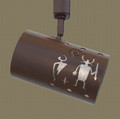 TH59 Southwestern track light with Petroglyphs and Diamonds design in red rust finish with silver mica liner