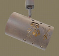 TH60 Southwestern Track Light with Hummingbird and Diamonds design in nature brown finish with amber mica liner