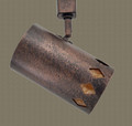 TH31 diamond design track light head in antique copper finish with amber mica liner