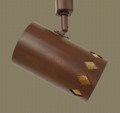 TH31 diamond design track light head in red rust finish with amber mica liner