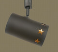 TH27 Western Track Light with Stars design in Flat Black finish with Amber Mica liner