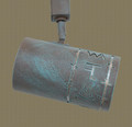 TH81 Western Track Lighting with Brands and Barbed Wire design in Turquoise Wash finish with Silver Mica liner
