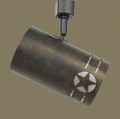 TH82  Western Track Lighting with Stars and Barbed Wire design in Statuary Bronze finish with Amber Mica liner