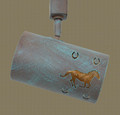 TH7 Track Light with Running Horse design in Turquoise Wash finish with Amber Mica - Without power cord showing