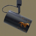 TH7 Track Light with Running Horse design in Black finish with Amber Mica Liner- With power cord showing
