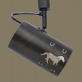 TH7 Track Light with Running Horse design in Dark Bronze finish with Silver Mica Liner- With power cord showing