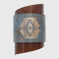 WL180 Cebola Southwestern Two Tier Twist Wall Sconce with Aztec design in Mottled Copper back tier and Patina Copper front tier with Silver Mica Liner - 15 inch tall Size