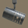 TH85 Western Track Light with Stars and Horseshoes with Barbed Wire Trim in Antique Silver finish with Silver Mica liner