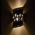 WL181- Nambe Southwestern two tier twist wall sconce with Petroglyphs design- Night View