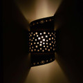 WL181- Nambe Southwestern two tier twist wall sconce with Random Squares design - Night view