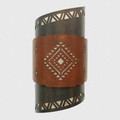 WL182 Ocate Southwestern Two Tier Twist Wall Sconce with Diamond design in Dark Bronze back tier and Mottled Copper front tier finish with Silver Mica liner