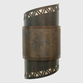 WL182 Ocate Southwestern Two Tier Twist Wall Sconce with Square Mesh design in Dark Bronze back tier and Statuary Bronze front tier finish with Silver Mica liner