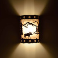 WL401 Jackson Rustic Wall Sconce with M6 Moose design - night view