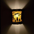 WL401 Jackson Rustic Wall Sconce with PT1 Pine trees design - night view