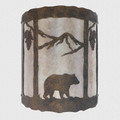 WL404 Aspen Rustic Wall Light with B6 Bear Design in Statuary Bronze Finish and  silver mica Liner - 12 inches Tall