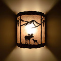 WL404 Aspen Rustic Wall Light with M2 moose Design - night view