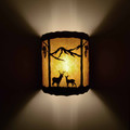 WL404 Aspen Rustic Wall Light with D6 deer Design - night view