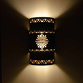 WL80 Southwestern Two Tier Wall Sconce  with Medallion Design - Night View