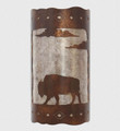 WL312 Clifton western wall light with 610 Buffalo design in mottled Copper finish with silver mica liner - 15 inch Tall