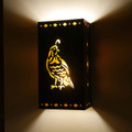 WL220 Rectangular Southwestern wall light with Quail design - night view