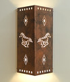 WL205 Evans Southwestern Wall Sconce with Horse Design - illuminated view