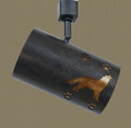 TH10 Rustic Track Light with Wolf Design in Dark Bronze finish with Amber Mica liner -hidden power cord
