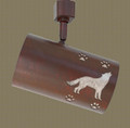 TH10 Rustic Track Light with Wolf Design in Red Rust finish with Silver Mica liner