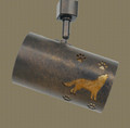 TH10 Rustic Track Light with Wolf Design in Statuary Bronze finish with Amber Mica liner