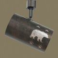 TH13 Rustic Track Light with Bears and Prints Design in Statuary Bronze finish with Silver Mica liner- without power cord showing