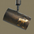 TH14 Rustic Track Light with Elk and Prints Design in Statuary Bronze finish with Amber Mica liner-without power cord showing