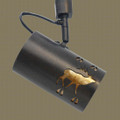 TH14 Rustic Track Light with Elk and Prints Design in Antique Copper finish with Amber Mica liner-with power cord showing