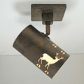 TH15 Rustic Track Light with Deer and Prints Design with Silver Mica liner - illuminated