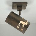 TH16 Rustic Track Light with Moose and Prints Design with silver mica liner- shown illuminated- Monopoint base Sold Separately