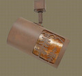 TH17 Rustic Track Light with Pine Tree Design in Nature Brown finish with Amber Mica liner- without power cord showing