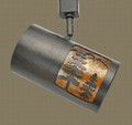 TH17 Rustic Track Light with Pine Tree Design in Dark Bronze finish with Amber Mica liner- without power cord showing