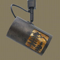 TH17 Rustic Track Light with Pine Tree Design in Dark Bronze finish with Amber Mica liner- with power cord showing