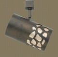 TH54 Rustic track light with River Stone Design in Dark Bronze finish and silver mica liner - without power cord showing